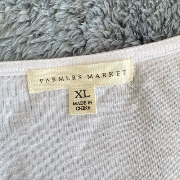 Farmer Market Women's Rayon/Spandex Short Sleeve Top, Ruffle Details, White, XL - Picture 2 of 7